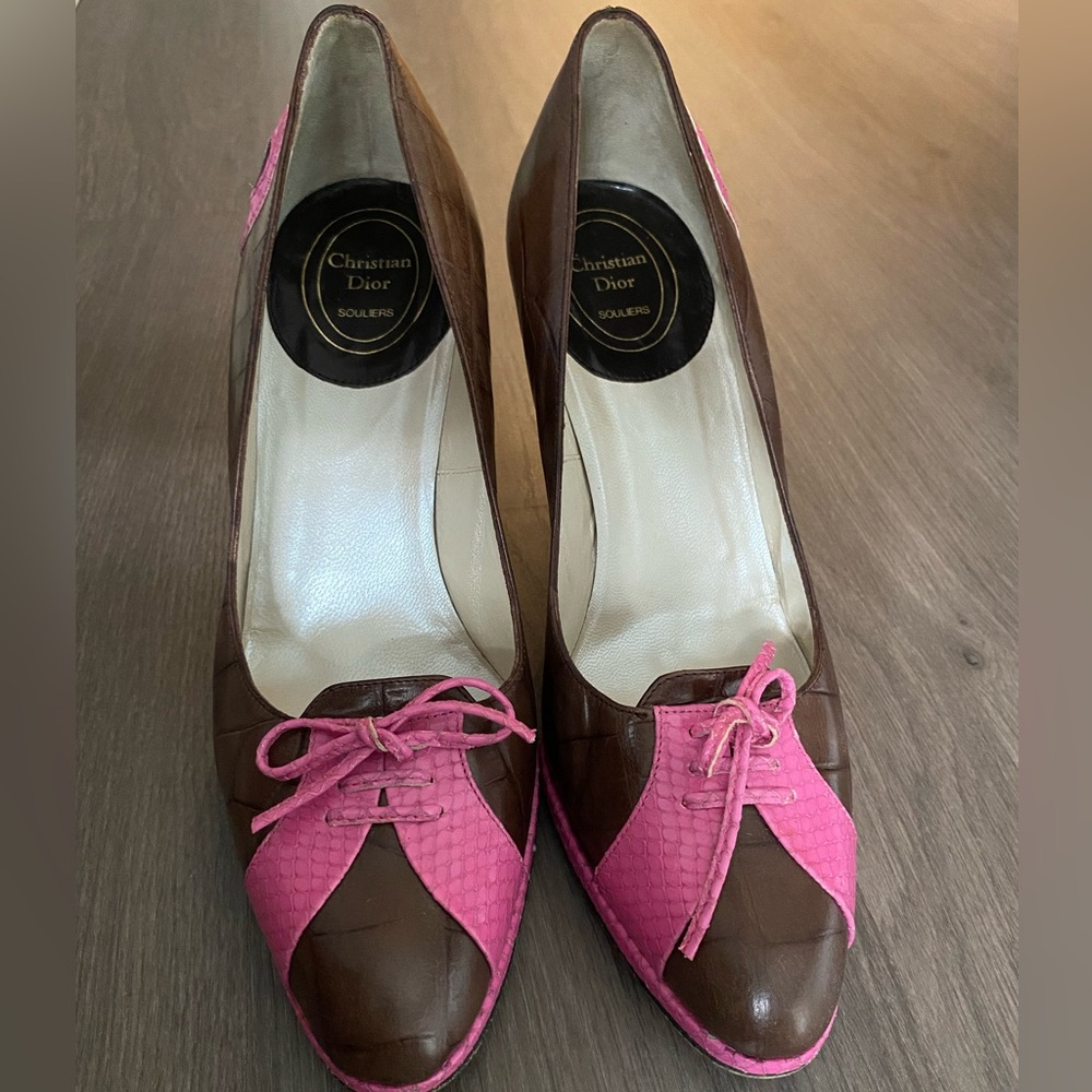 Christian Dior by Galliano Iconic Number 2 Pink Brown Vintage Heel Pumps